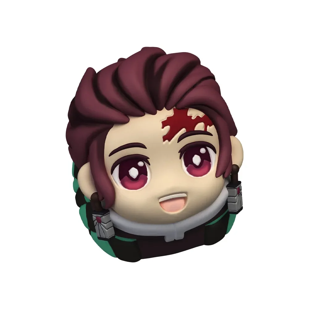 Exclusive 3D Tanjiro Demon Slayer artisan keycap, intricately handcrafted from various angles, revealing its vibrant anime aesthetic and detailed.