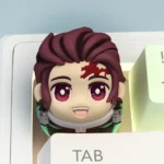 Exclusive 3D Tanjiro Demon Slayer artisan keycap for mechanical keyboards, showcasing an intricate, vibrant, handcrafted sculpt of Tanjiro.