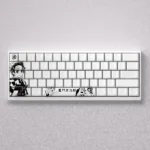 Vibrant Demon Slayer Tanjiro Keycap Set from multiple angles, showcasing the iconic anime design and engraved details on custom mechanical keycaps.