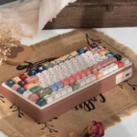 UR82 Vintage Cream Fantastic Beasts themed mechanical keyboard kit. A gallery showcasing its whimsical vintage aesthetic and intricate magical design.