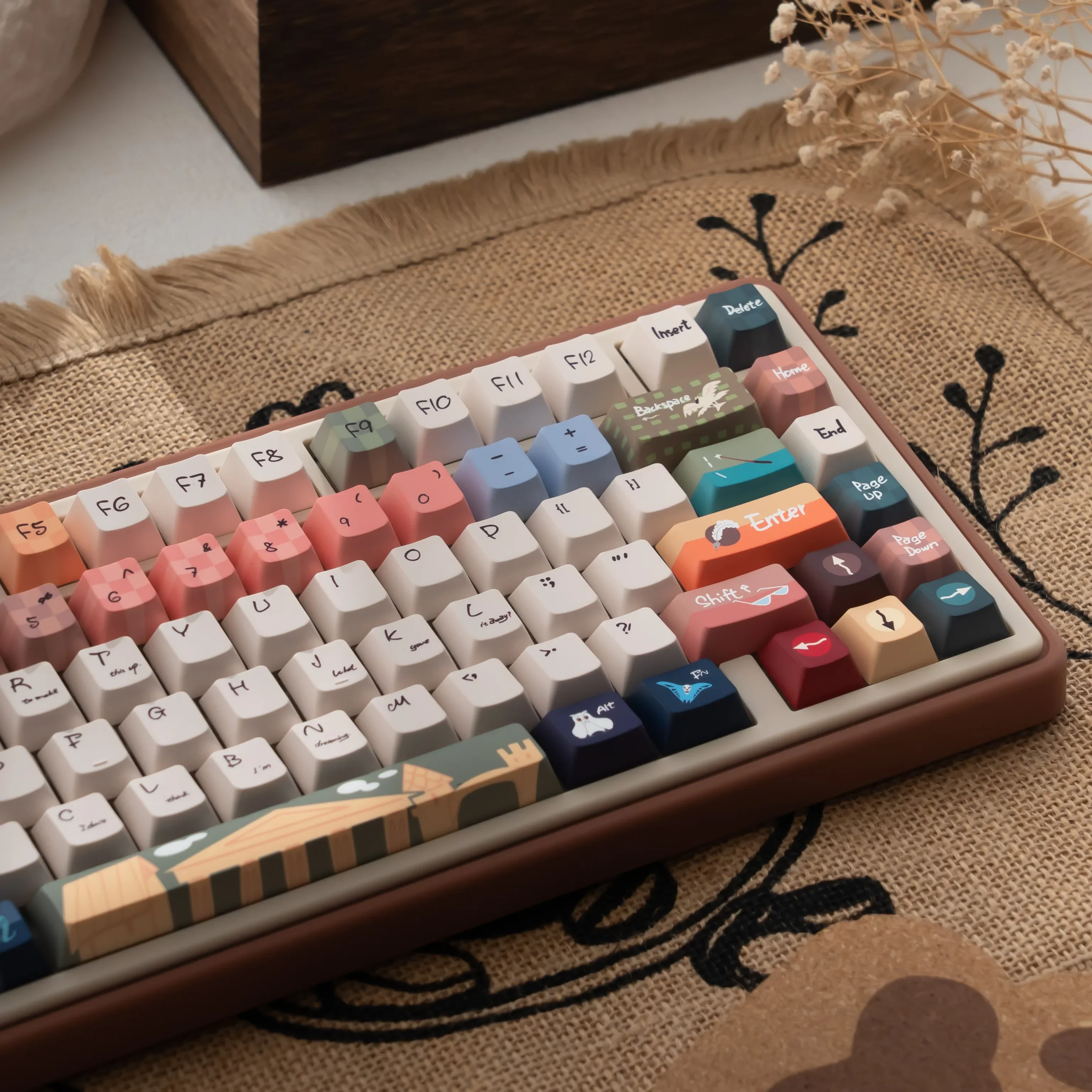 UR82 Vintage Cream Fantastic Beasts themed mechanical keyboard gallery. Features magical creature designs and premium custom build.