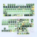 Exclusive Tighnari Genshin Impact PBT keycaps set, showcasing vibrant forest greens, nature motifs, and artistic character details.