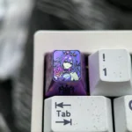 Exquisite titanium keycap showcasing an intricate anime butterfly design, a stunning artisan metal ESC keycap for premium keyboards.