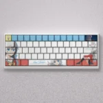 Gallery views of the exclusive Tomori Nao PBT keycaps set, showcasing vibrant anime art, clear legends, and the playful Cherry profile.