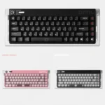 Ethereal Shadow Play translucent keycaps set glowing misty design on a custom backlit keyboard, embodying their mystical shadow theme feel.