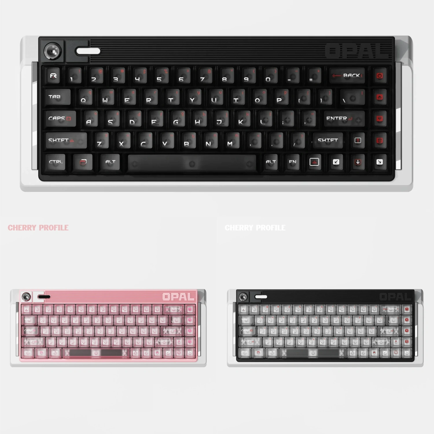 Ethereal Shadow Play translucent keycaps set glowing misty design on a custom backlit keyboard, embodying their mystical shadow theme feel.