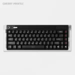 Gallery view of Ethereal Shadow Play translucent keycaps set, highlighting their misty white glow and delicate shadow designs from multiple perspectives view.