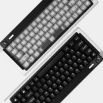 Ethereal Shadow Play translucent keycaps set glowing misty white on a custom backlit keyboard, embodying their mystical shadow theme.