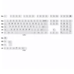 Ethereal frosted translucent PC keycaps set showcase stunning backlit aesthetics, diffusing vibrant RGB light for a premium, captivating desk setup.