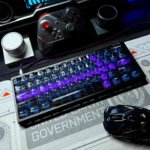 Crimson Ink Transparent PC Keycaps Set. Showcasing high-transparency, bold crimson-black contrast, and 250 custom keys, for elegant precision.