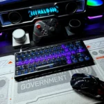 Crimson Ink Transparent PC Keycaps Set. Sleek high-transparency, bold crimson-black contrasts, and 250 custom keys for precise elegance.