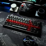 Crimson Ink Transparent PC Keycaps Set, displaying 250 custom keys with high-transparency PC and bold crimson elegance.