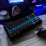 Transparent PC Keycaps Set featuring elegant crimson ink legends on sleek, high-transparency keys, showcasing over 250 custom keycaps for precision.