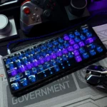 Sleek gallery view of Crimson Ink Transparent PC Keycaps Set, highlighting the high-transparency and elegant 250 custom keys.