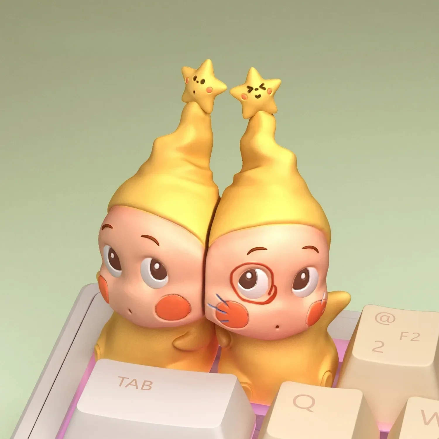 Whimsical Twinkle Twinkle Nighty Night Keycaps, handcrafted in 3D, showcasing its vibrant, imaginative design for custom mechanical keyboards.