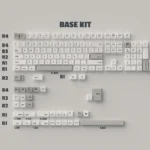 Tyche-One minimalist PBT keycaps from multiple angles, highlighting durable PBT and crisp dye-sub legends for a premium, clean aesthetic.