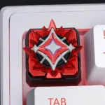 Showcasing a vibrant handcrafted Valorant Rank 3D resin keycap, featuring a glossy, sculpted gaming icon to celebrate your achievements.