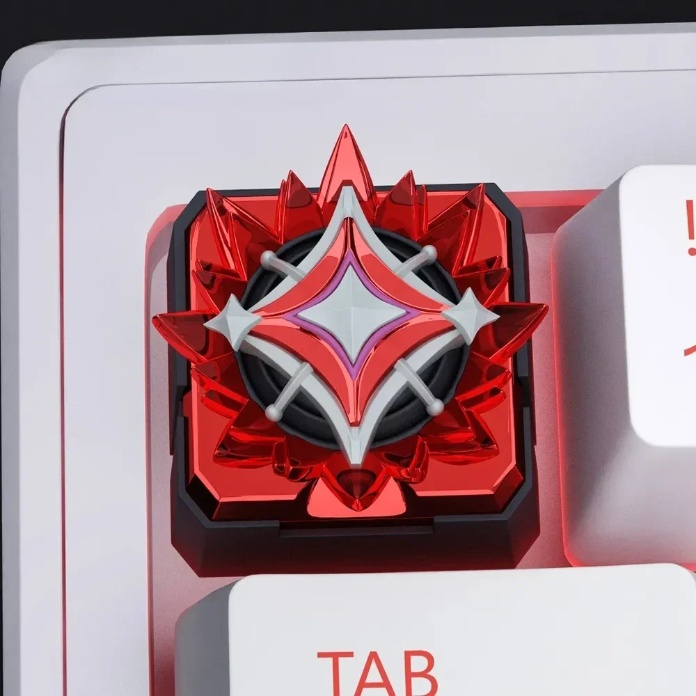 Showcasing a vibrant handcrafted Valorant Rank 3D resin keycap, featuring a glossy, sculpted gaming icon to celebrate your achievements.