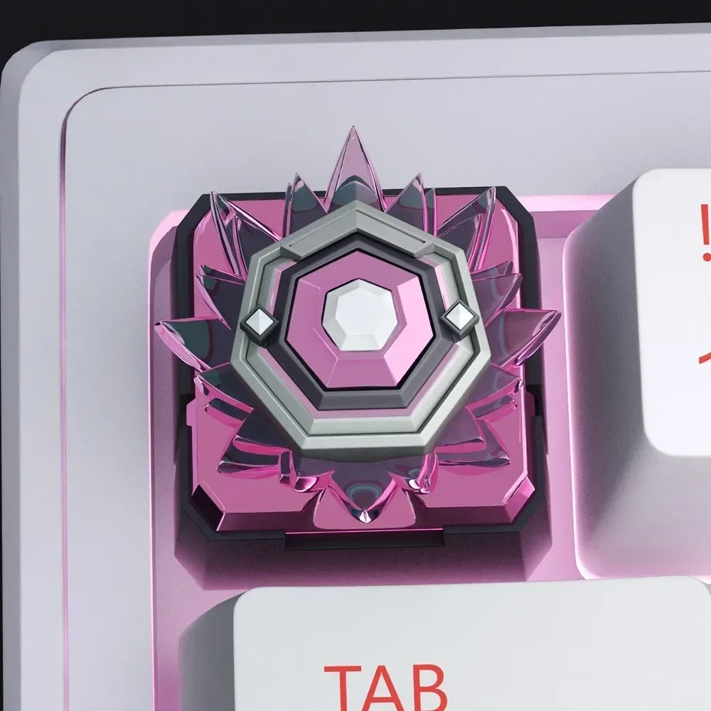 Artistic handcrafted Valorant Rank 3D resin keycap, a vibrant gaming masterpiece showcasing iconic ranks encased in glossy, clear resin.