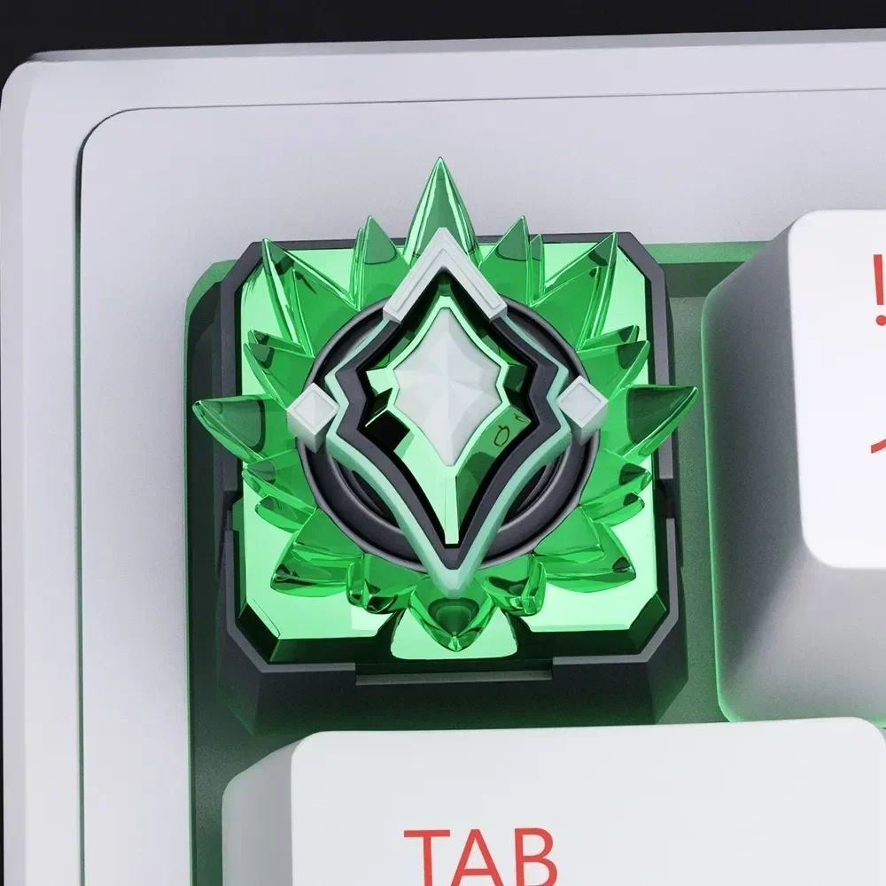 Experience gaming pride with this vibrant handcrafted Valorant Rank 3D resin keycap, featuring detailed artistry and a glossy finish.