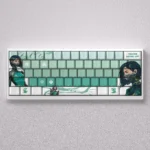 Valorant Viper PBT Dye-Sub keycap set for gaming mechanical keyboards, showcasing multiple angles of the sleek tactical design with vibrant green design.