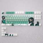 Valorant Viper PBT dye-sub keycaps set, showcasing sleek tactical edges, vibrant green accents, and the iconic snake motif for gaming.