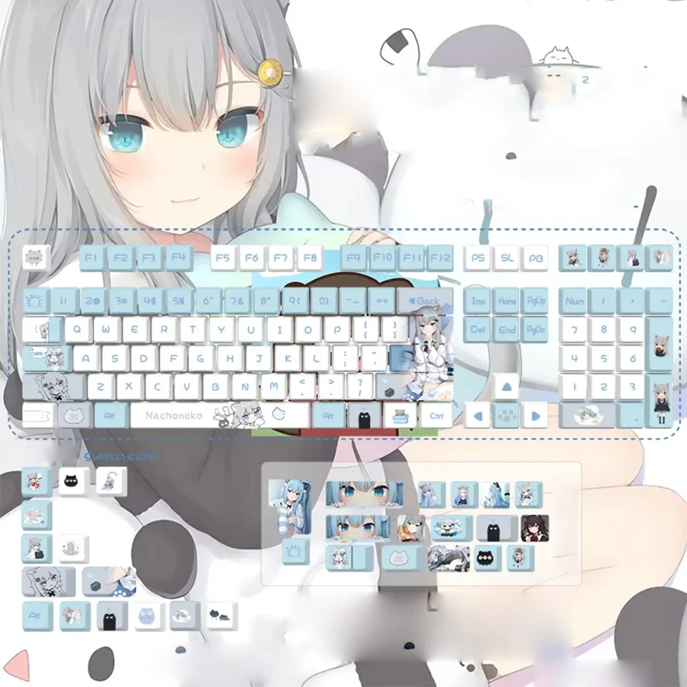 Playful Virtual YouTuber Keycap Set for mechanical keyboards, showcasing their whimsical design and smooth, durable profile.