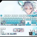Exclusive VOCALOID Yanhe PBT backlit keycap set features vibrant character art, crisp legends, and a clean, artistic design.