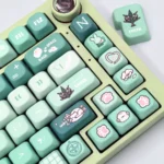 Vyn Richter Keycap Set FOA profile gallery. Elegant cool-toned keycaps with sophisticated Mò Yì character legends, shown from various angles.