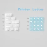 Winter Letter Keycaps Set: Unique PBT+PC dye-sublimation set featuring a tranquil soft blue and white design. Artistic, durable custom mechanical keyboard.