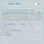 Winter Letter Keycaps Set: Unique soft blue and white PBT+PC dye-sublimated keys with snowy letter designs, for a tranquil winter aesthetic.