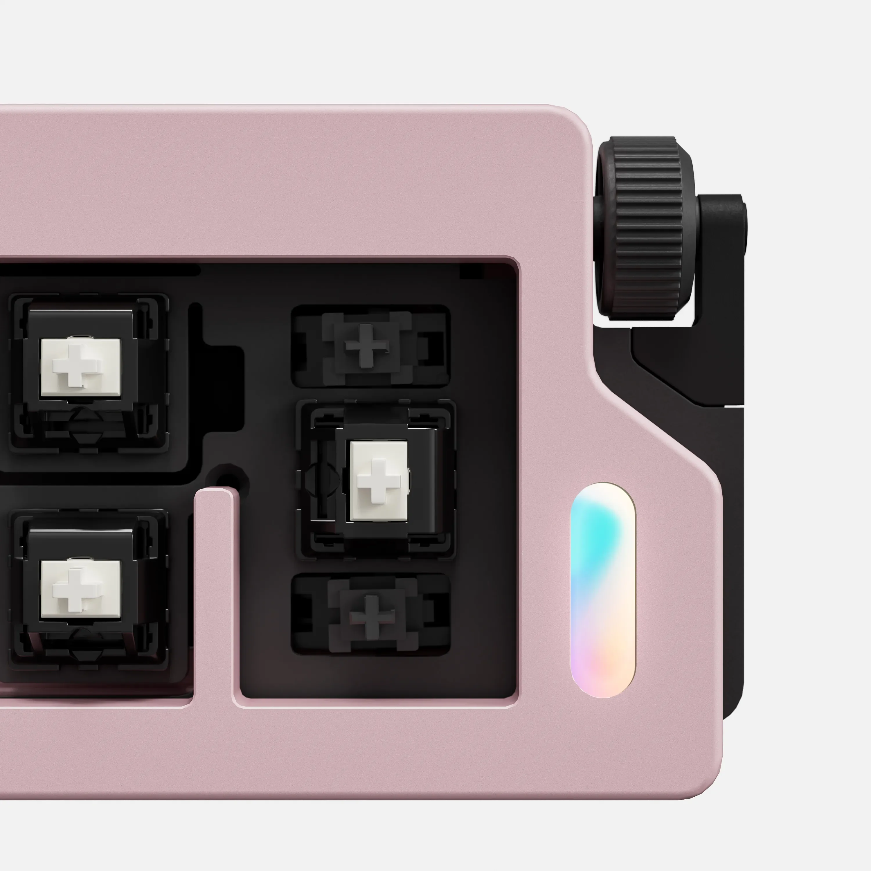 Multiple views of the M7 mini pad keyboard with BCP switches, showcasing its minimalist design and premium build for gamers and typist.