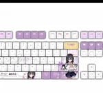 Exclusive Yamada Anna Dangers in My Heart PBT keycaps set, showcasing vibrant anime character art from various angles for playful desktop personalization.