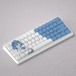 Yamada Ryo PBT side-lit keycaps set gallery. Vibrant Bocchi the Rock anime art glows, highlighting clean tops and unique side-printed legends.