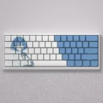 Vibrant Yamada Ryo PBT side-lit keycaps set for Bocchi the Rock, featuring iconic anime art and an optimized backlight glow.