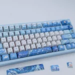 Explore the exclusive Zayne double-shot PBT keycaps set in a detailed gallery, revealing their elegant side-engraved legends and premium texture.