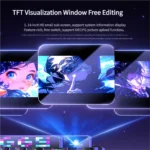 Playful pink AMG65 wireless mechanical keyboard, showcasing its customizable smart display and vibrant RGB lighting from multiple angles.