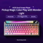 AMG65 Smart Screen Tri-Mode Mechanical Keyboard in Blackberry Pink Contour, showcasing sleek glazed switches and vibrant sound-reactive RGB ldesign.