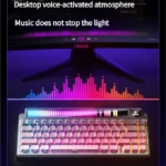 Multiple views of the premium AMG65 Smart Screen Tri-Mode Mechanical Keyboard, showcasing its interactive display, sleek design, and vibrant RGB lightning.