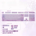 Ancient Purple Keycaps Set displaying the exquisite Ancient Chinese purple mist design, ethereal clouds, and serene night aesthetics across detailed views.