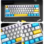 A collection of pearlescent PBT Angel Keycaps Set designed for magnetic keyboards, showcasing their ethereal glow and celestial motifs from various artistic angles.