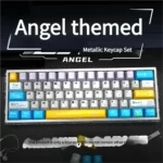 Ethereal Angel Keycap Set crafted from pearlescent PBT, showcasing a shimmering angelic design specifically for magnetic keyboards.
