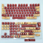 Argenti's Elegance Honkai Star Rail keycaps set, featuring elegant rose and cosmic knight motifs, shown from multiple detailed angles.