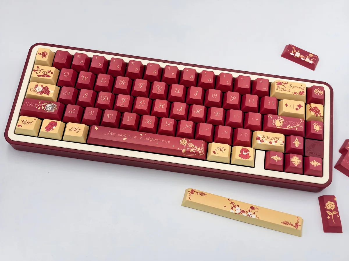 Argenti's Elegance Honkai Star Rail keycaps set, featuring intricate rose and cosmic knight motifs. Exclusive premium design for fans.