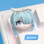 Iconic Arona keycap, a vibrant Blue Archive character charm with cute, detailed sculptural design.