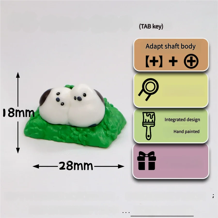 This artisan Bushtit keycap showcases a different angle of the adorable handcrafted 3D couple tit birds nestled in a vibrant, whimsical bush.