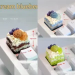 Vibrant handcrafted artisan dessert keycap featuring a realistic miniature ice cream and cake, a delightful artistic keyboard accessory.