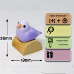 Vibrant purple parrot artisan keycap, a hand-sculpted 3D masterpiece for mechanical keyboards, capturing intricate nature art.