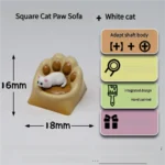 Whimsical handcrafted magnetic 3D Cat Paw Sofa Artisan Keycaps with blue eyes on a cozy square cat paw sofa.