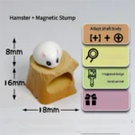 Magnetic hamster stump artisan keycap showcasing the adorable, handmade hamster peeking from its cozy woodland log.Detachable magnetic hamster artisan.